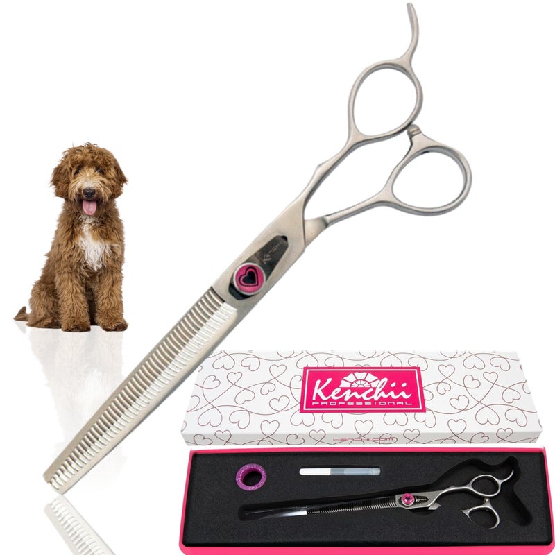 Kenchii Love Dog Grooming Scissors, 46 Tooth Thinning Shears, Dog Scissors for Grooming, Professional Pet Grooming Scissors, Heavy Duty, Durable and Sharp - Image 1